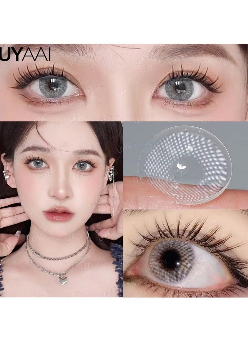 UYAAI ICE Gray Yearly Colored Contact Lenses, Unisex Cosmetic Contact Lenses, Natural Fashion Lenses, 42% Water Soft Lenses - Image 4